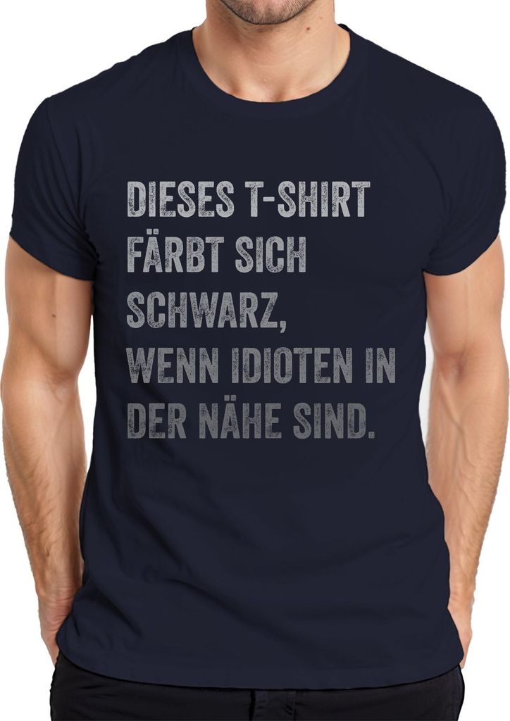 Wird schwarz wenn Idioten nah lustiges Geschenk humorvoll cool Herren T-Shirt, Navy, XL