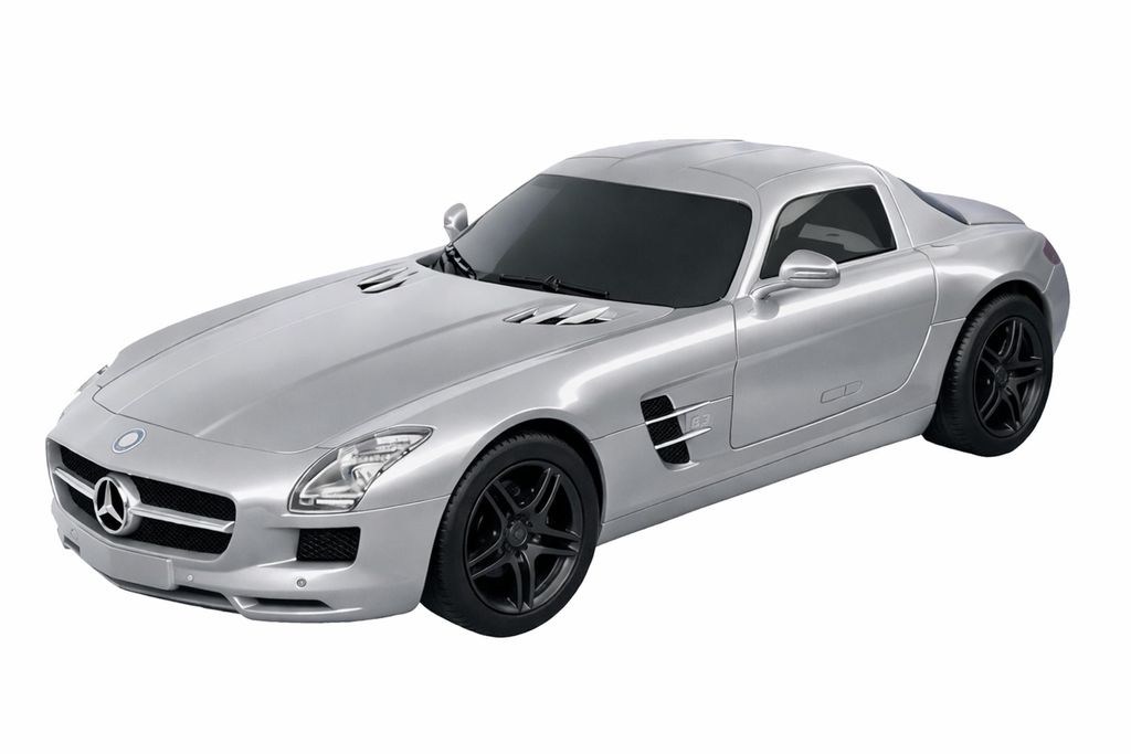 RC SPORTAUTO 18cm ferngesteuert 1:24 Mercedes-Benz Modellauto Modell Auto Fahrzeug Spielzeugauto 32 (Mercedes-Benz SLS AMG, Silber-Metallic)