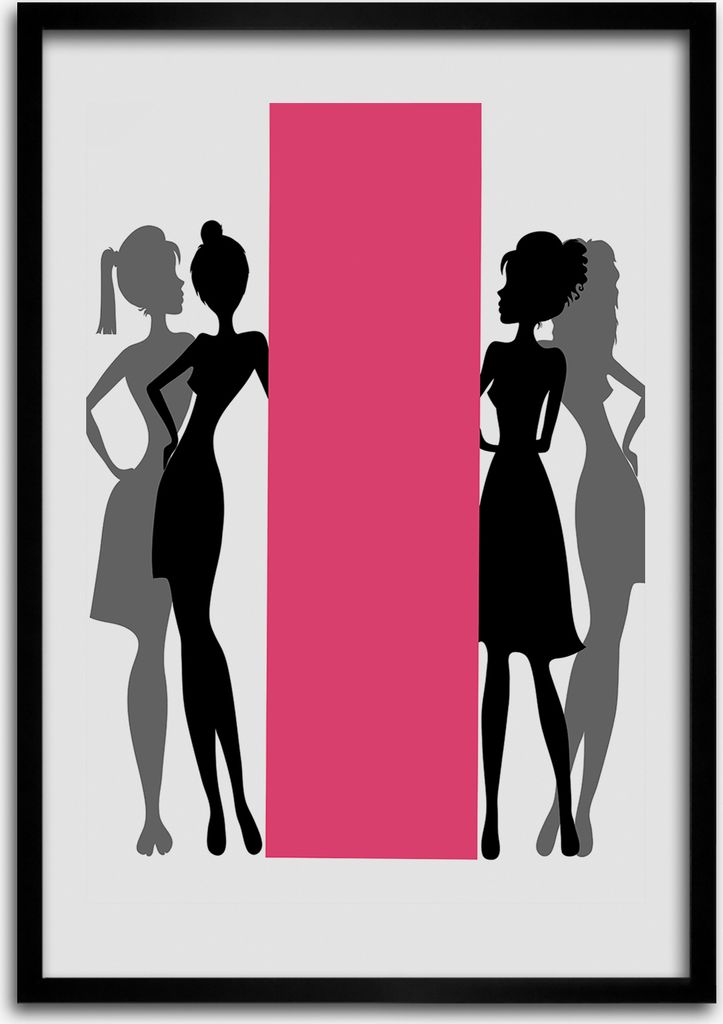 Bild - Bilderrahmen - Foto - 70 cm x 100 cm - MDF - Rahmen - Wandkunst - Frauen Silhouetten