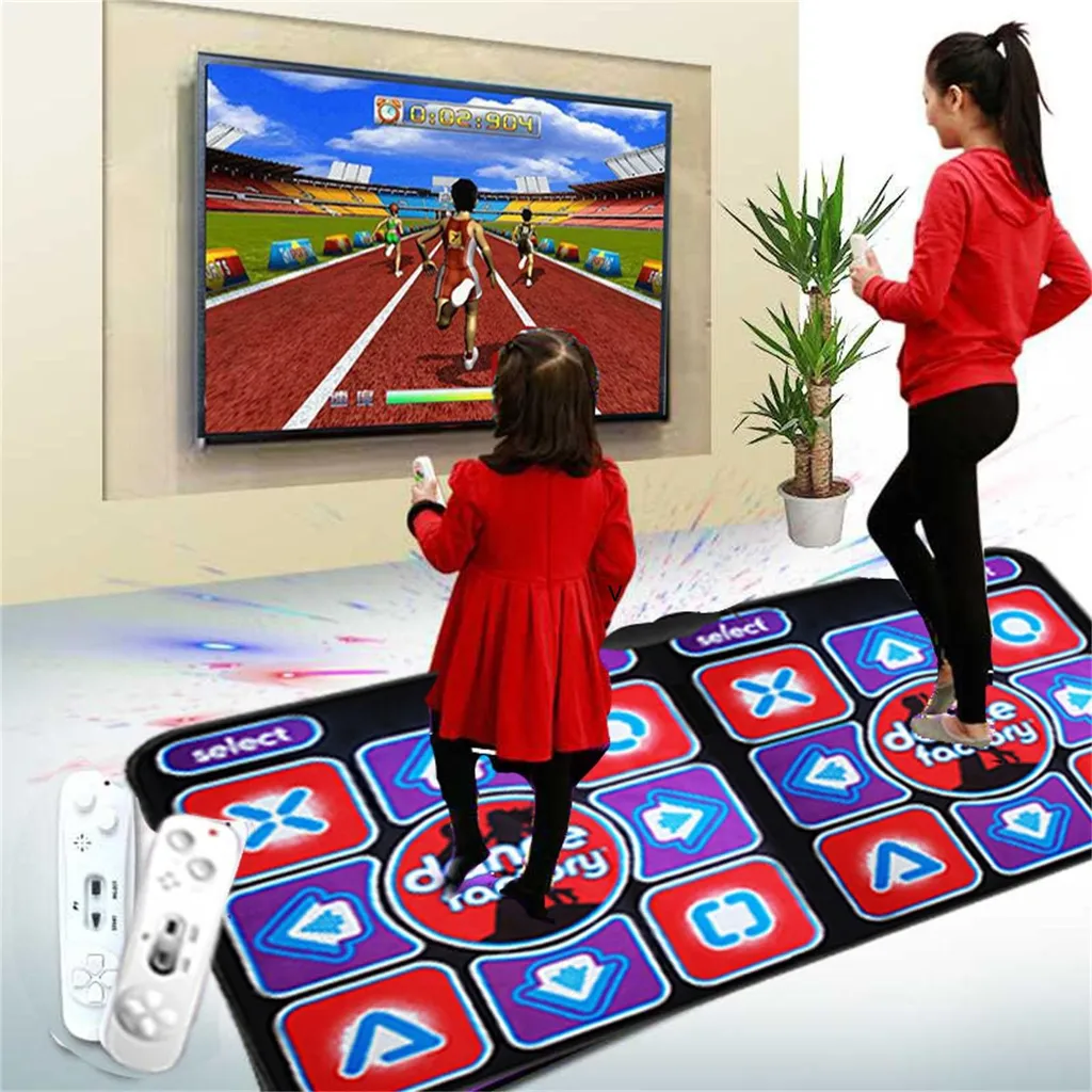 Double tapis de danse interactif sans fil avec télécommandes pour TV
