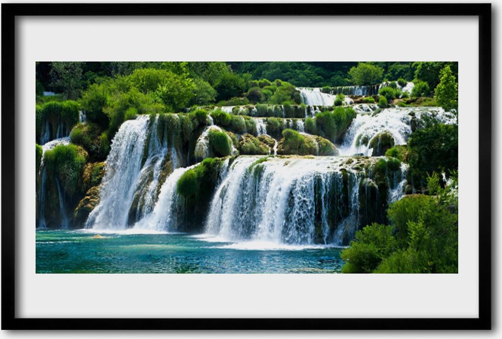 Bild 60x40 MDF-Rahmen Wandkunst Wasserfall Natur