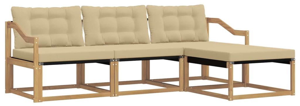 vidaXL Outdoor-Sofagarnitur mit Kissen 4 pcs Weiß und Beige