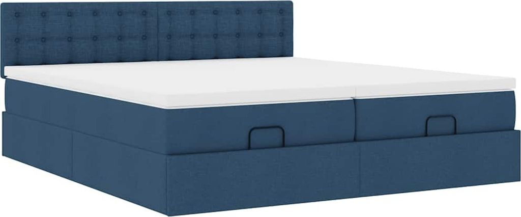 Ottoman-Bett mit Matratzen Blau 200x200 cm Stoff