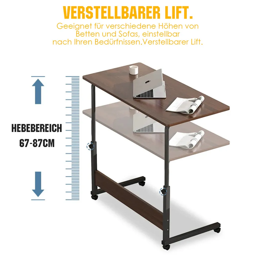 Table d'ordinateur mobile 15 kg, structure en C, coloris rustique - 7