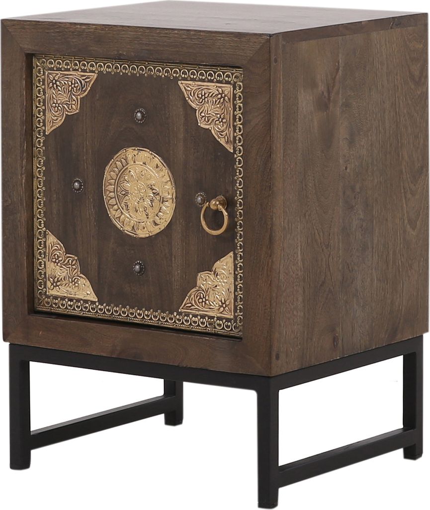 Marrakesch Orientalischer Nachttisch kleine Kommode mit Tür aus Holz 55cm hoch | Beistelltisch für Schlafzimmer & Kinderzimmer als Orientalische ...