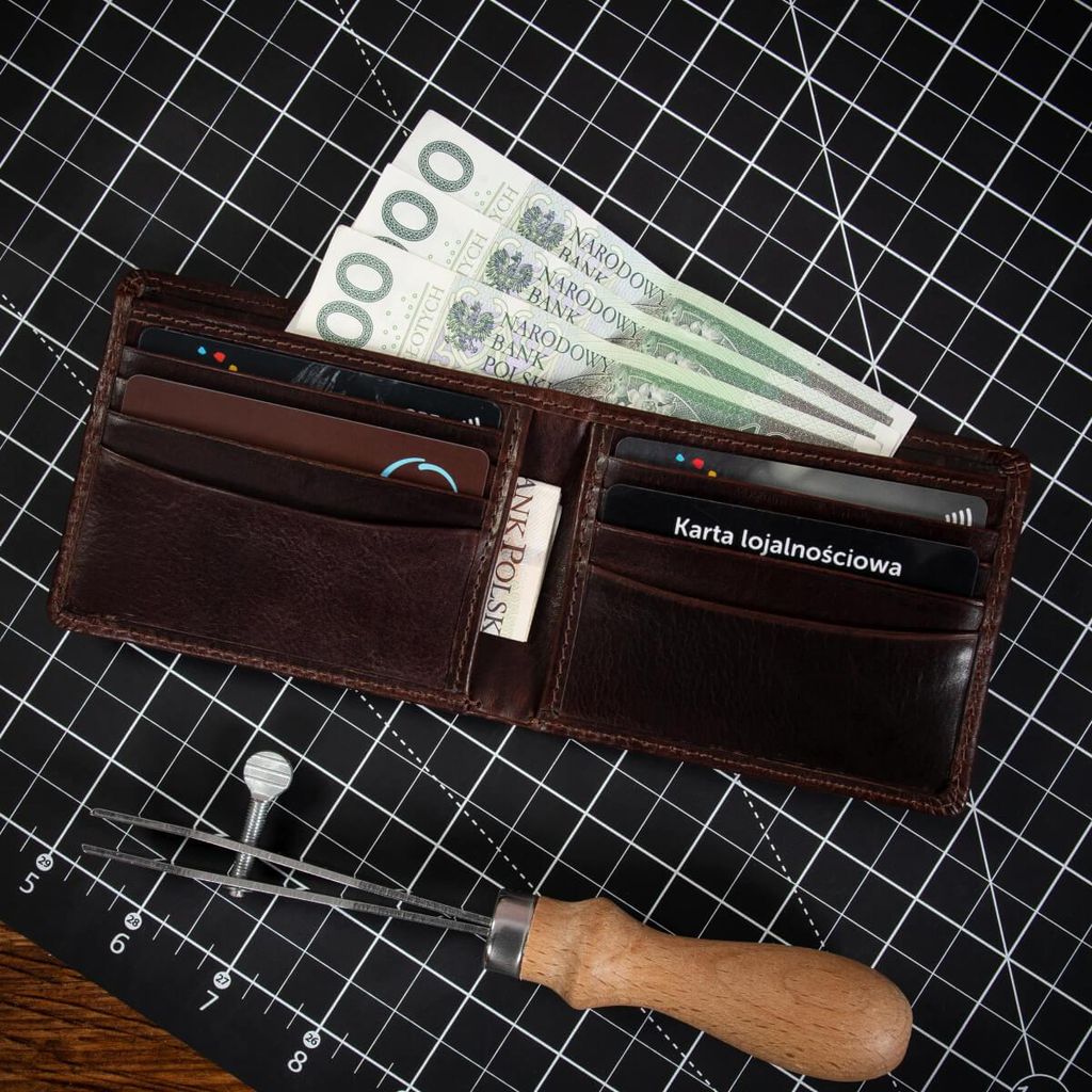 Dunkelbraun schlanke Herren Kartenbrieftasche aus Leder Belveder BW38