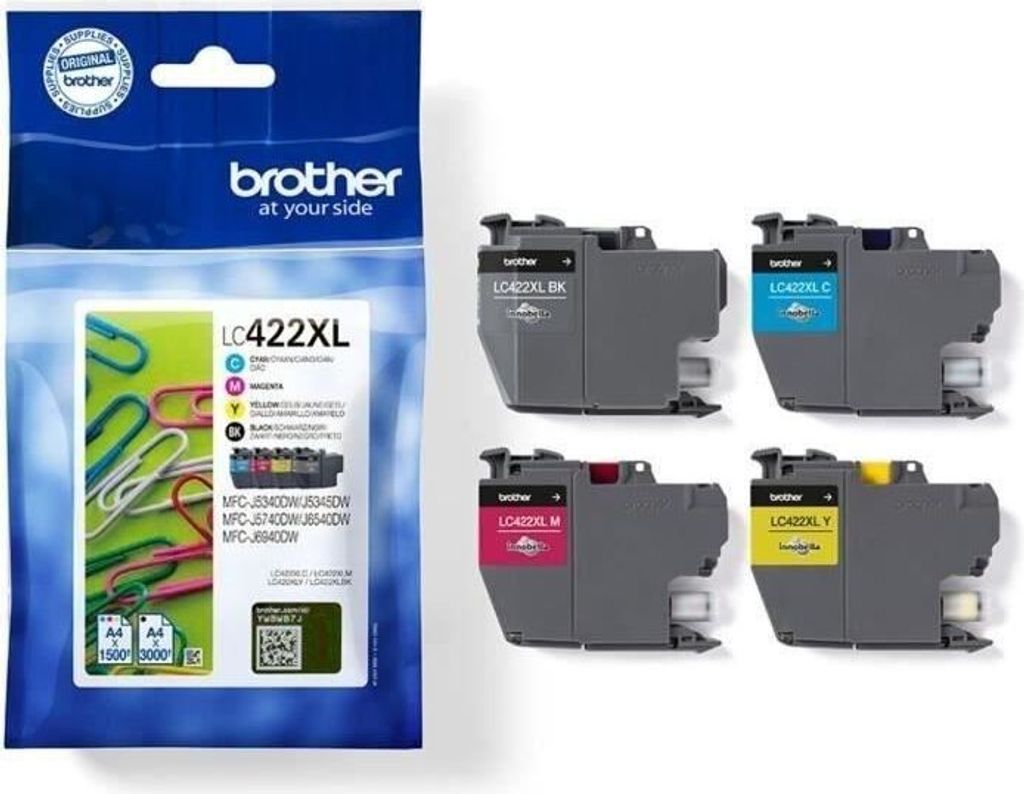 Pack 4 cartouches LC422XLVAL - BROTHER - Für Business Smart MFC-J5340DW, MFC-J5345DW, MFC-J5740DW, MFC-J6540DW und MFC-J6940DW