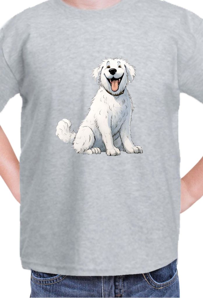 Kinder T-Shirt Funny Dogs Breeds Kuvasz Dog Breed, 5-6 Jahr - 116 / Grau
