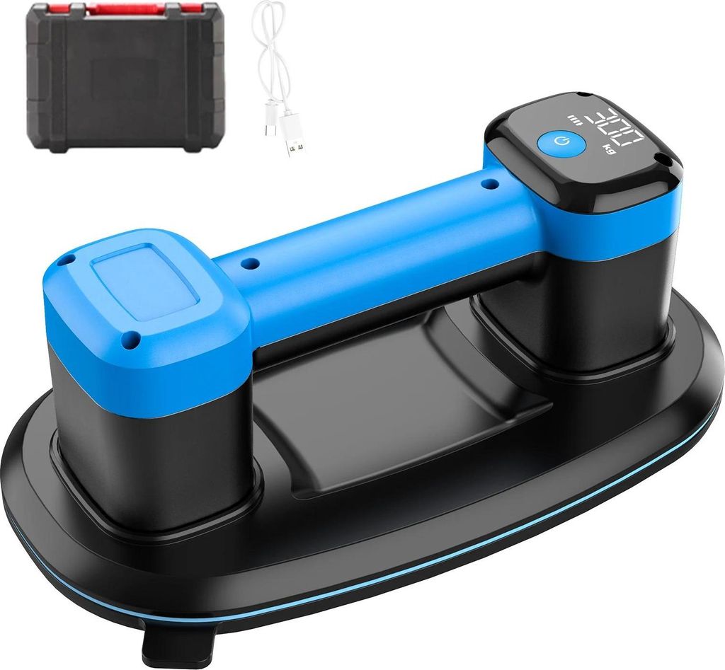 Elektrischer Vakuum-Saugnapf - Glas- & Fliesenheber - 300 kg Tragkraft - 3600 mAh Akku - Intelligentes Display - 1 Stück - Braun