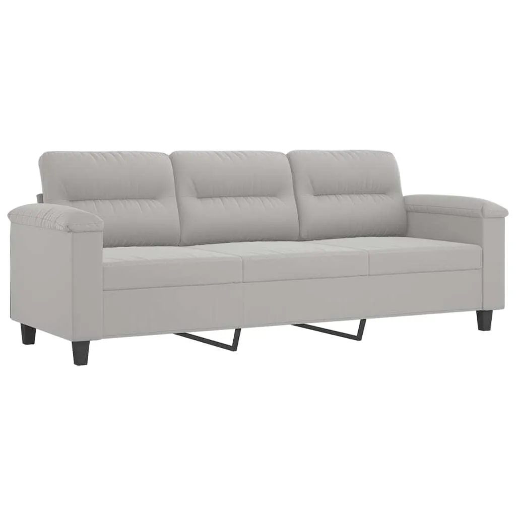 Canapé droit 3 places 180 cm en microfibre grise - Collection Nordic