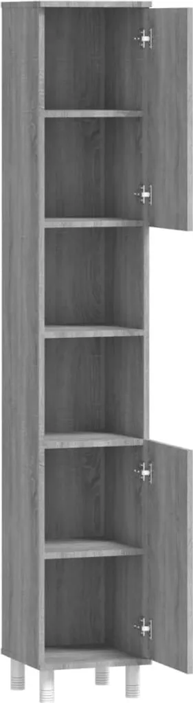 vidaXL Mobile da bagno Grigio Sonoma 30x30x179 cm Materiale a base di legno - 9