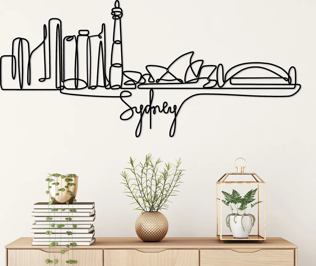 Sculpture Murale 100% Métal Sydney Noir 120x52 cm Finition Durable