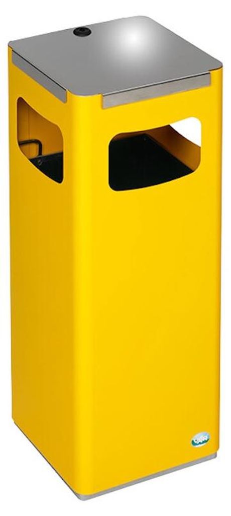Robuster & modularer Wertstoffsammler mit Edelstahldeckel | 22 Liter, HxBxT 68x25x25cm | Verzinkter Stahl | Gelb