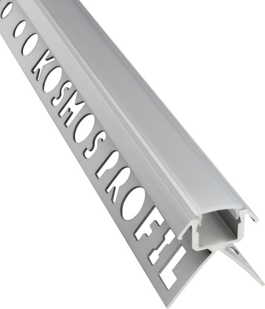 C-T77 LED Alu Fliesenprofil Ecke aussen 10mm silber 2m opal