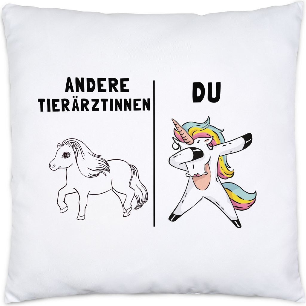 Andere Tierärztinnen Du Kissen inkl. Füllung Tierärztin Einhorn Spruch Kollegin Abschiedsgeschenk Dankeschön Abschluss