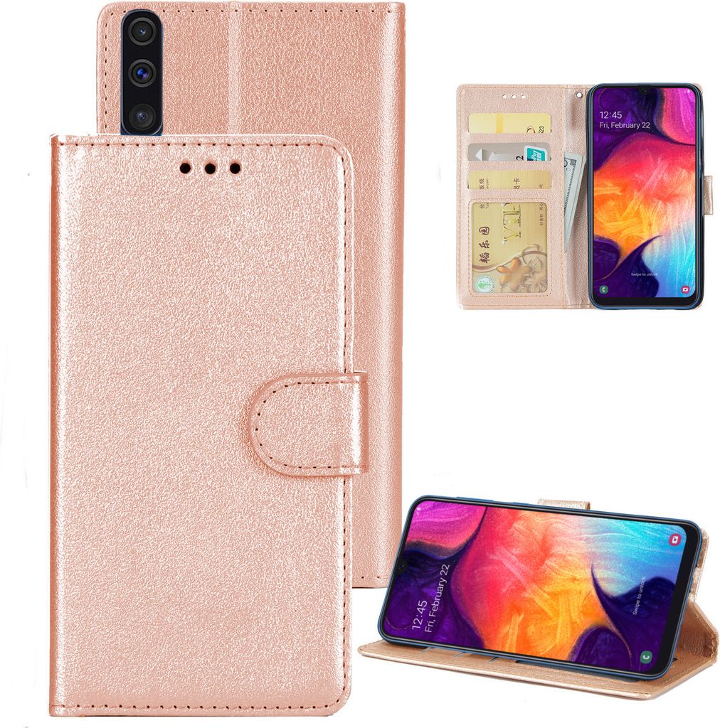 Buch Klapp Tasche ROSEGOLD Schutz Hülle Wallet Flip Case Produktbild 