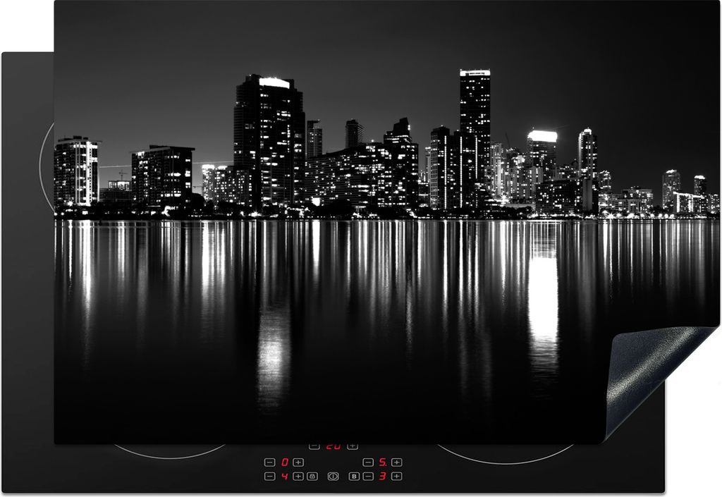 KitchenYeah Herdabdeckplatte New York - Skyline - Nacht , 78x52cm, Küche Deko, Glaskeramikkochfeld Herdabdeckung, Abdeckplatte fùr Kochfeld