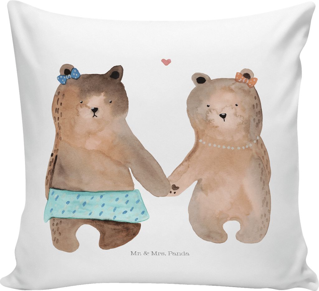 Mr. & Mrs. Panda Deko Kissen Bär Freundin - Weiß - Geschenk, Dekokissen, Polster, Beste Freund Liebe Liebesbeweis Verliebt Kumpel Kumpeliene, bed...