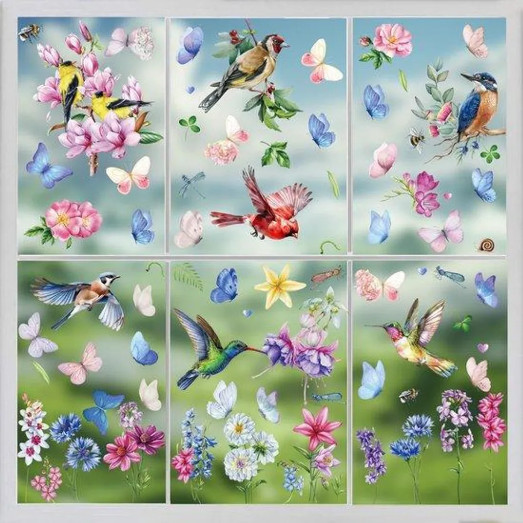 Stickers de fenêtre fleurs printanières réutilisables pour vitrine pro