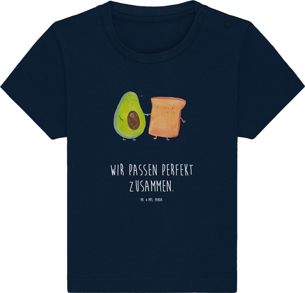 Mr. & Mrs. Panda Organic Baby Shirt Avocado Toast 0. - 6. Monat - French Navy - Geschenk, Liebe, Babyshirt, , Öko T-Shirt, Baumwolle, Toastbrot, H...