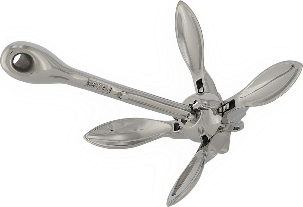 Edelstahl Faltklappanker – platzsparender Anker für Boot, Yacht & Segelboot, rostfrei, salzwasserbeständig Größe: 4,0 kg