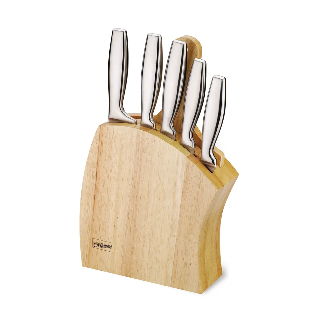 Set Coltelli 7 Pezzi Maestro MR-1411 Acciaio Inox con Ceppo in Legno