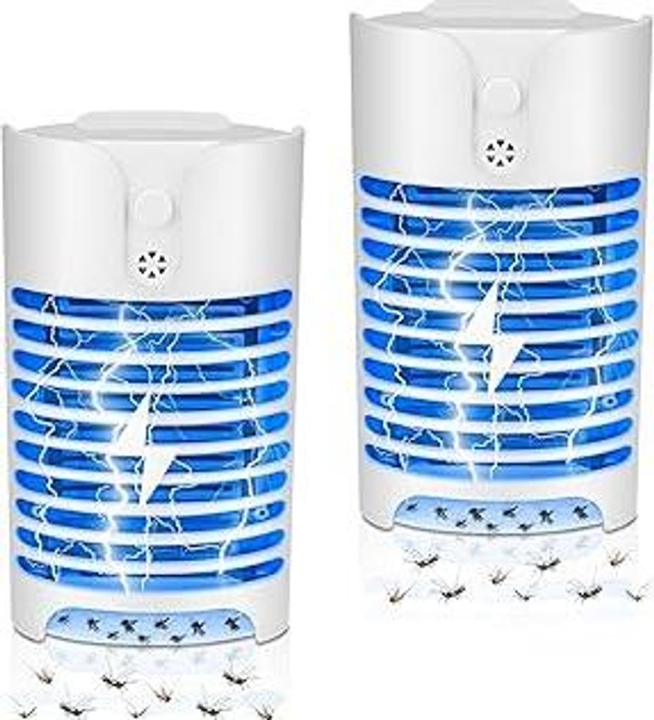 Insektenvernichter Elektrisch 2 Stück, Mückenlampe mit UV Licht, Plug-in-Blaulicht Insektenfalle Keine Giftigen Chemikalien, Tragbarer Fliegenfal...
