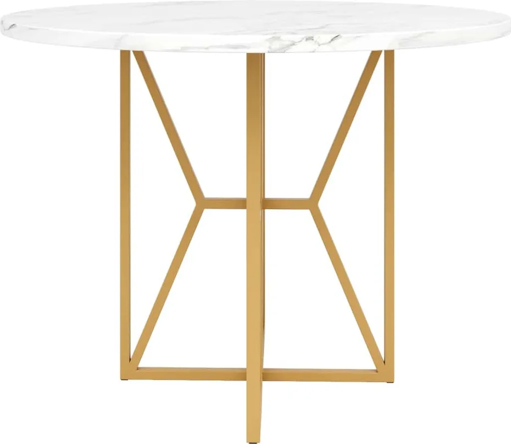 Table à manger ronde AIORBER 80cm Blanche avec Structure Métallique - 7