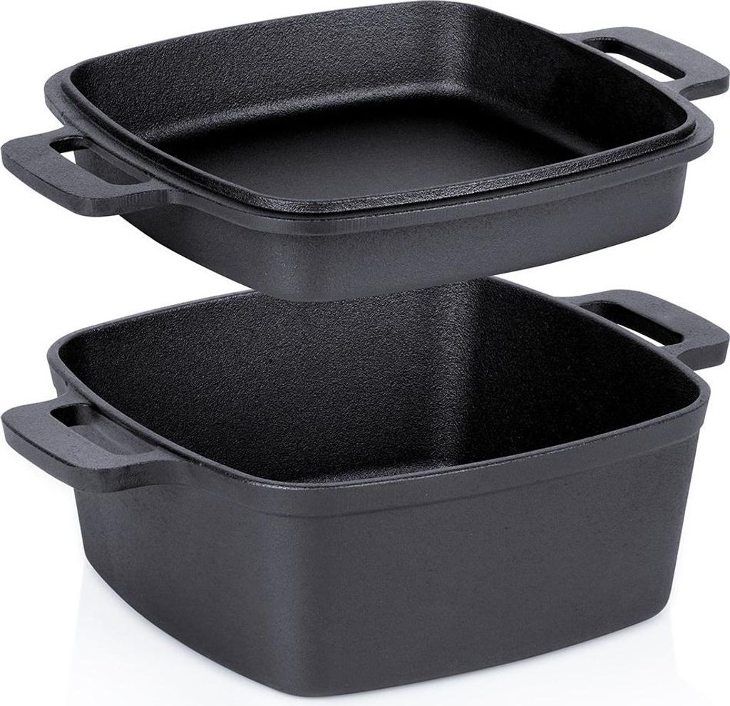 Gusseisentopf mit Deckel, 2-in-1, 25 cm, 4,5 l/1,8 l