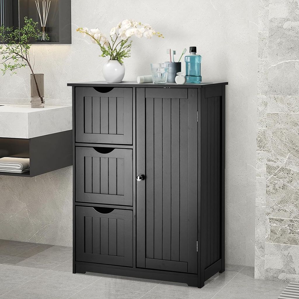 Badezimmerschrank, Standschrank, mit 3 Schublade & Tür, Produktbild 
