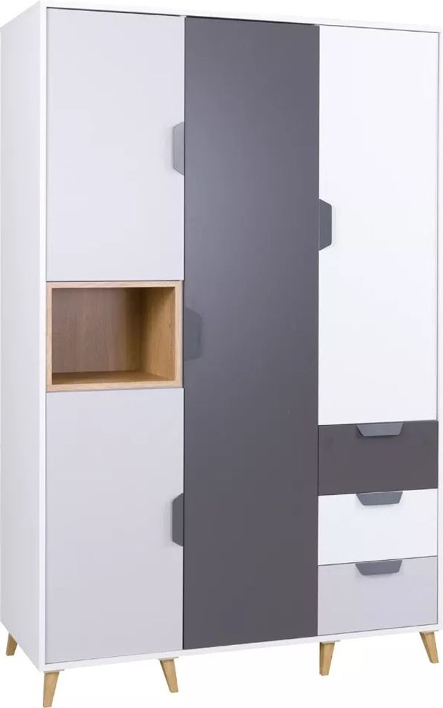 4D Garderobe Reko 1 Weiss/Graphit/Grau