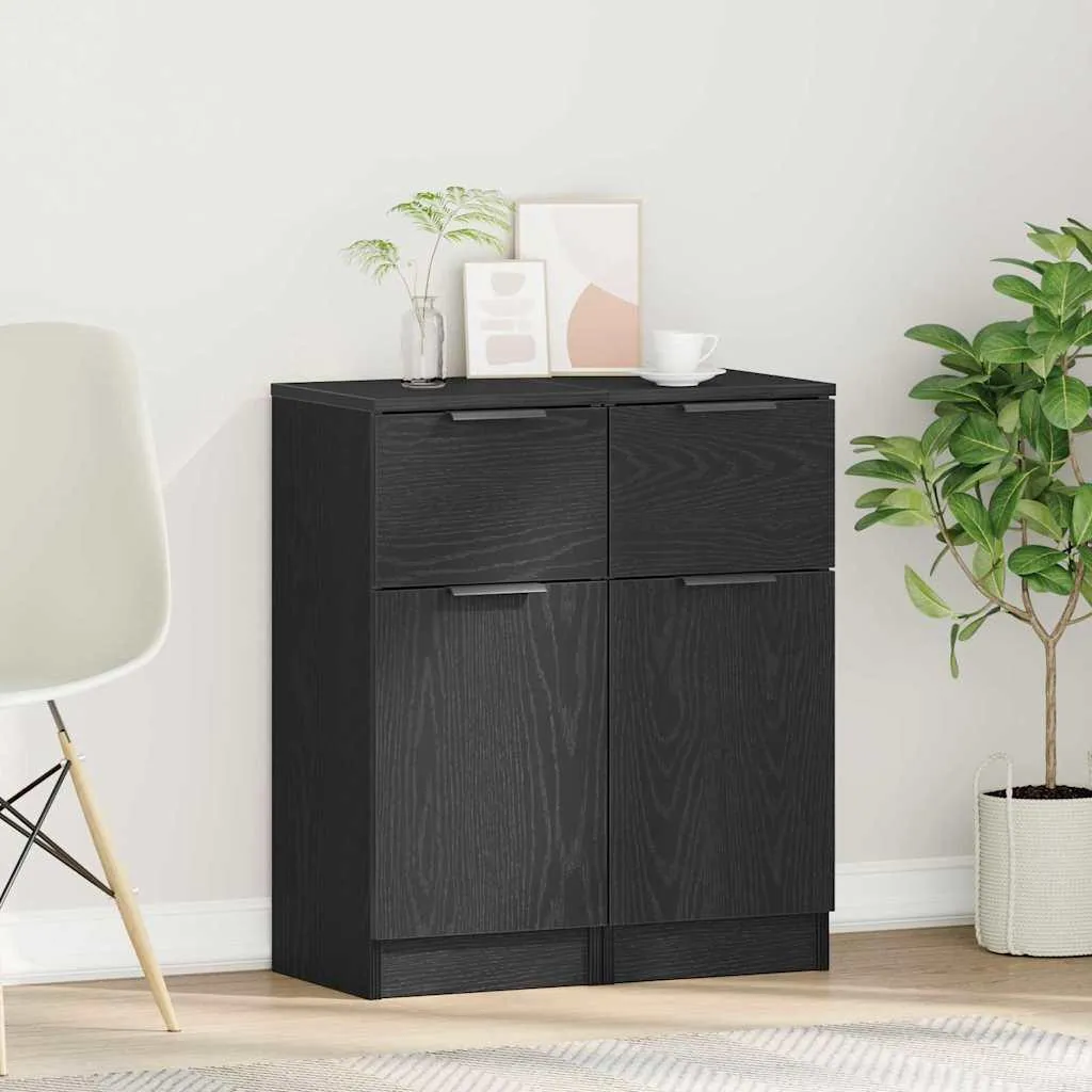 Set 2 Credenze Maison Exclusive Rovere Nero 30x30x70 cm | Office Design