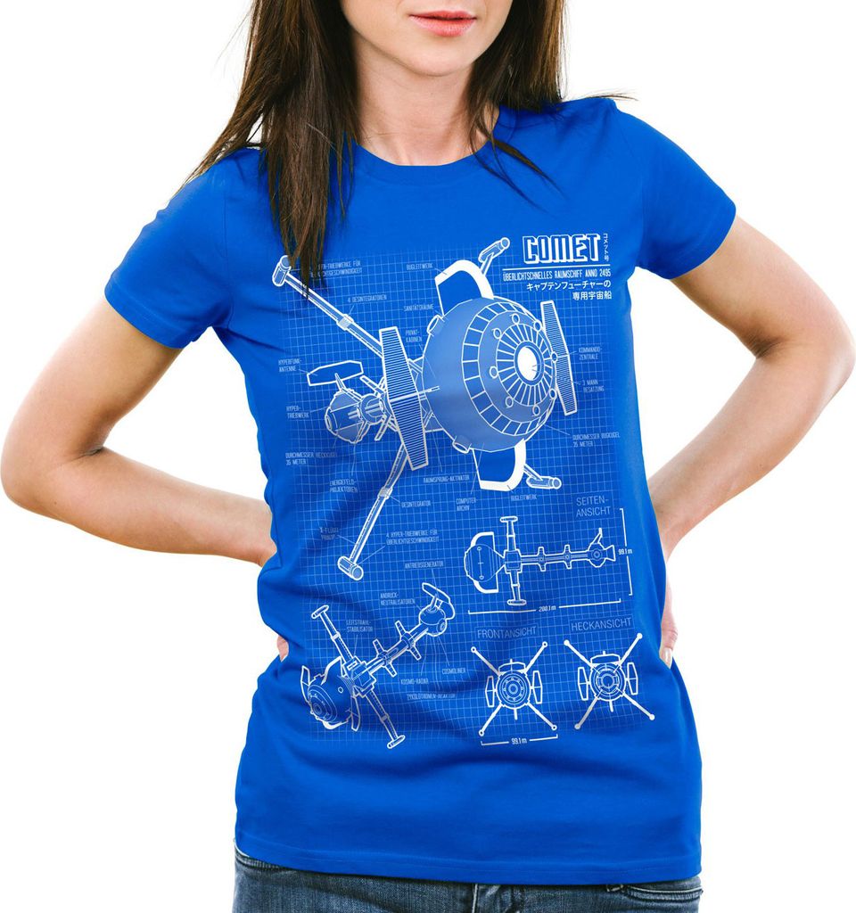 style3 Future Comet Damen T-Shirt captain, Farbe:Blau, Größe:2XL