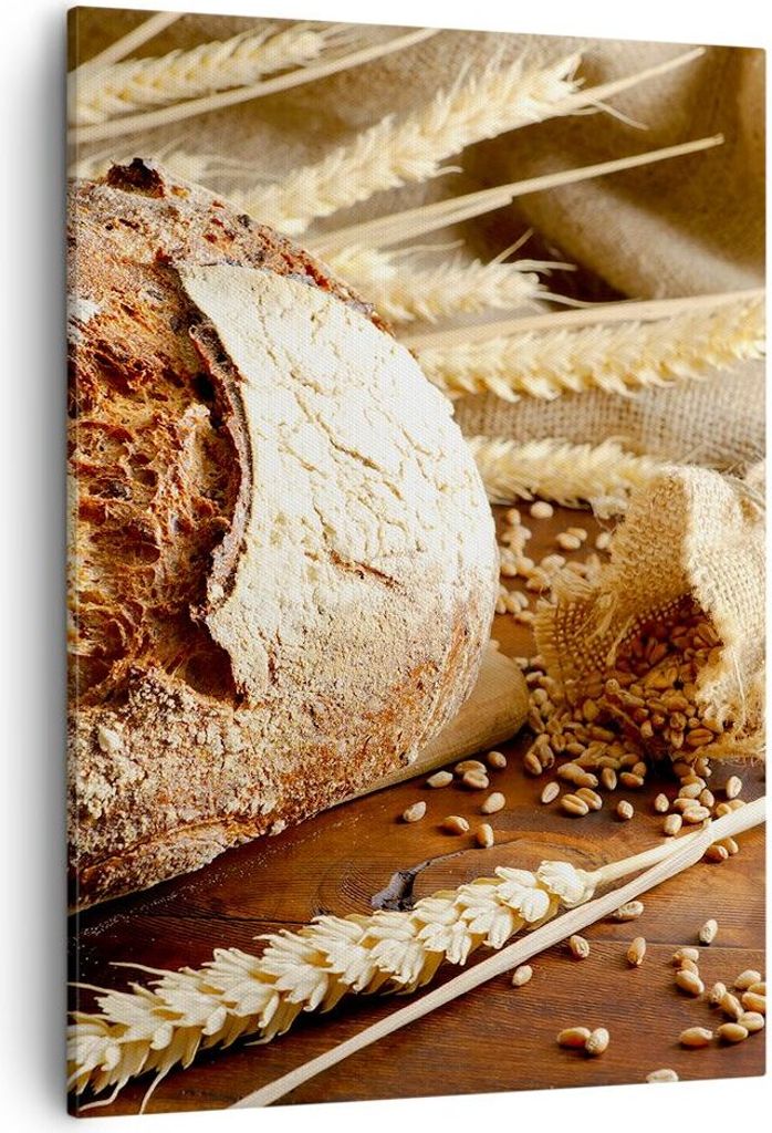 Bild auf Leinwand - Leinwandbild - Einteilig - Brot Bäckerei Lebensmittel Roggen - 50x70cm - Wand Bild - Wandbilder - Leinwanddruck - Wanddekorati...
