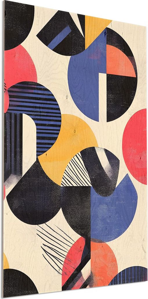 DEQORI Holzbild 60x90 cm 'Bauhaus Beats' Bild auf Holz Wandbild Kunstdruck nachhaltig