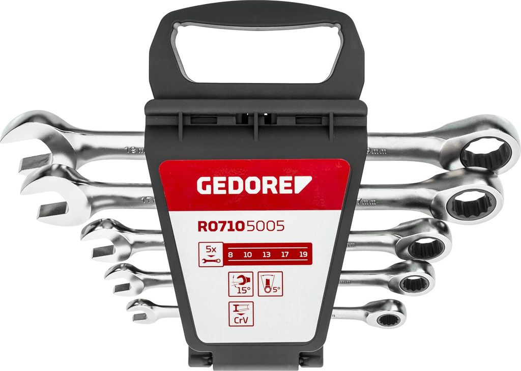 GEDORE red R07105005 Ringratschenmaulschlüssel Satz SW8-19 mm 5-teilig, 3300849
