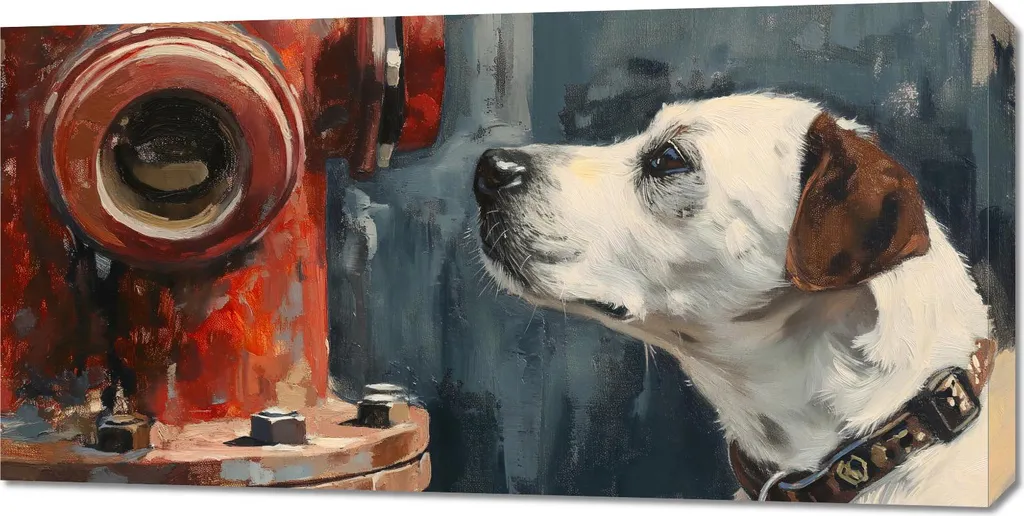 Tableau Image 100 x 50 cm Copain près d'une borne d'incendie Deco Mural