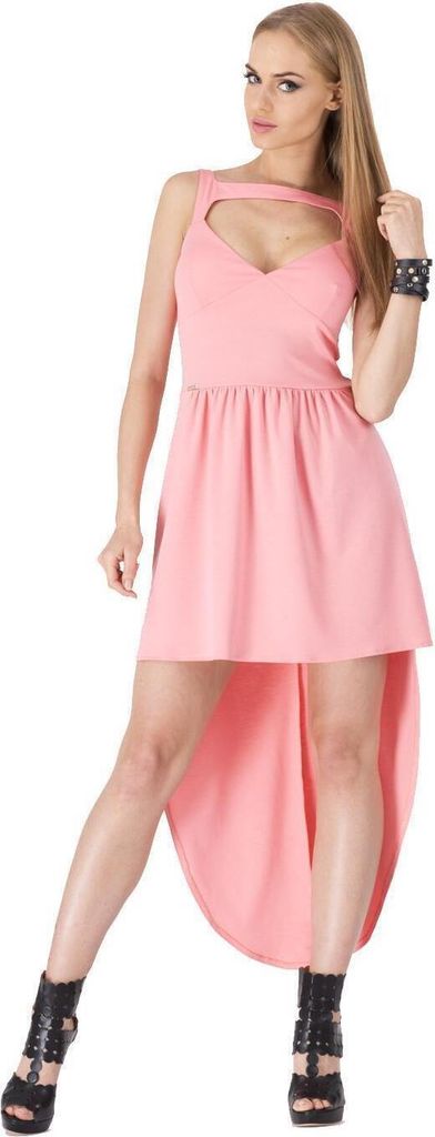 Damen Kleid Sommerkleid Cocktail Mini Kleid in 4 Farben Stylisch; Koralle/S/36