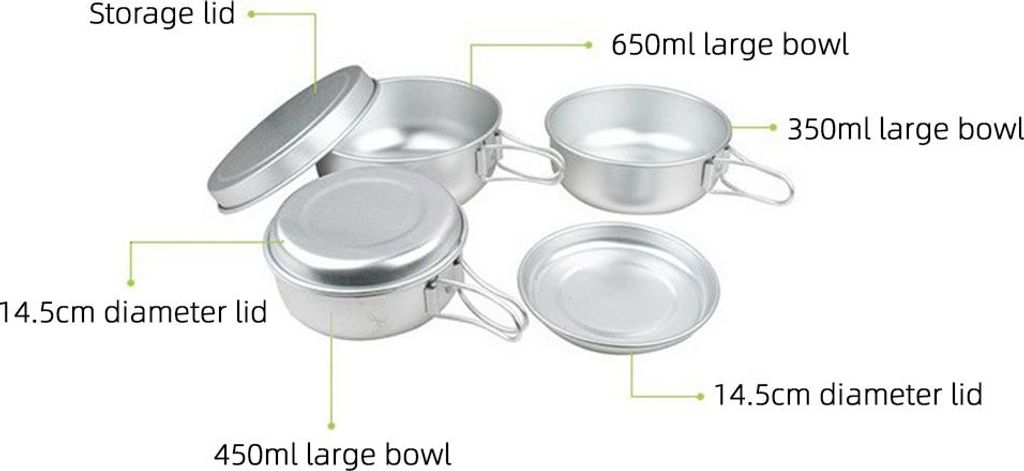 Camping-Teller und Schüsseln-Sets, Rucksackreisen, Picknick, Kochschüssel, ultraleicht