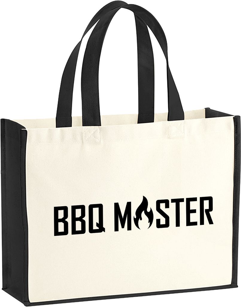 Huuraa Jutetasche BBQ Master Grillen 21 Liter Black Jute und Baumwolle Einkaufstasche Geschenkidee