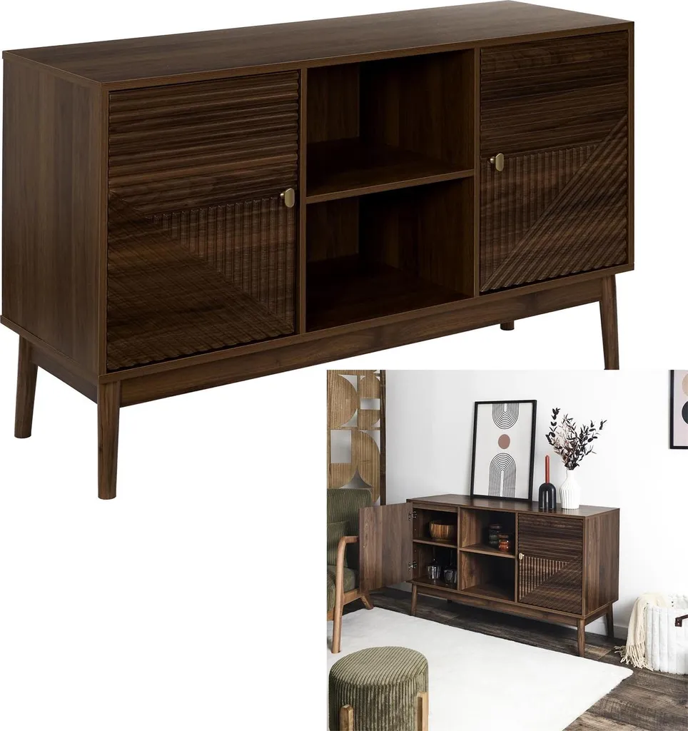 Commode 120cm avec Portes en Finition Bois Marron - Buffet Structurel - 9