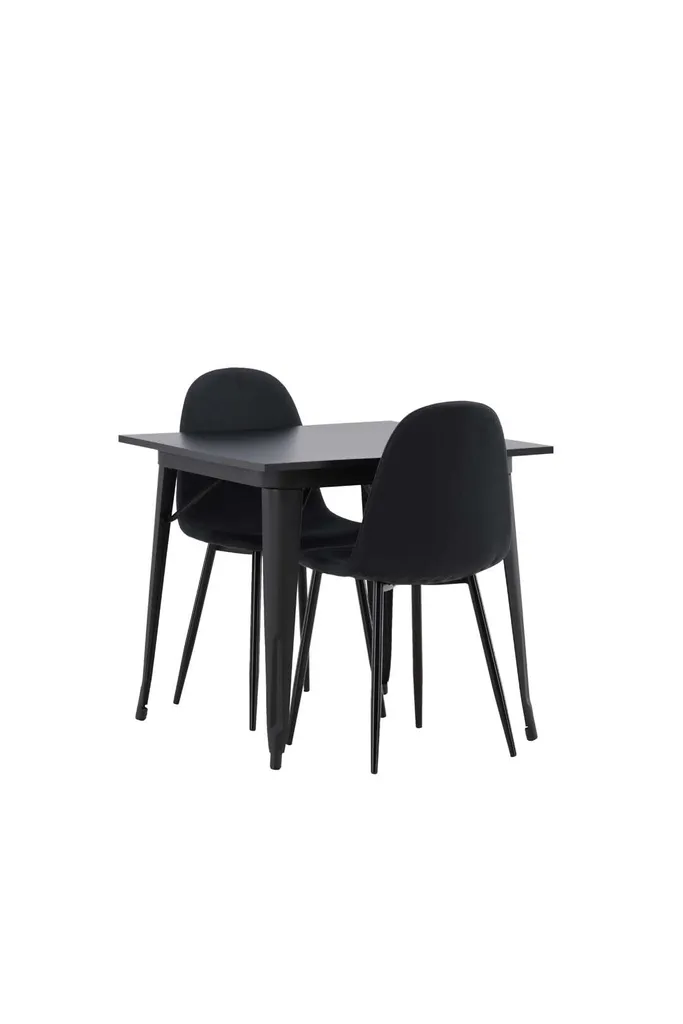 Ensemble repas noir Tempe table compacte et 2 chaises Polar robustes