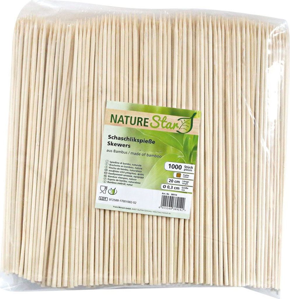 NATURE Star Schaschlikspieß aus Bambus Länge: 200 mm natur Produktbild 