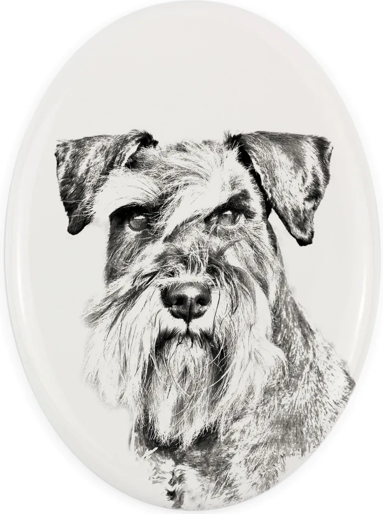 Ricordo Cane Schnauzer Art-Dog | Targa per Lapide Ovale Personalizzata