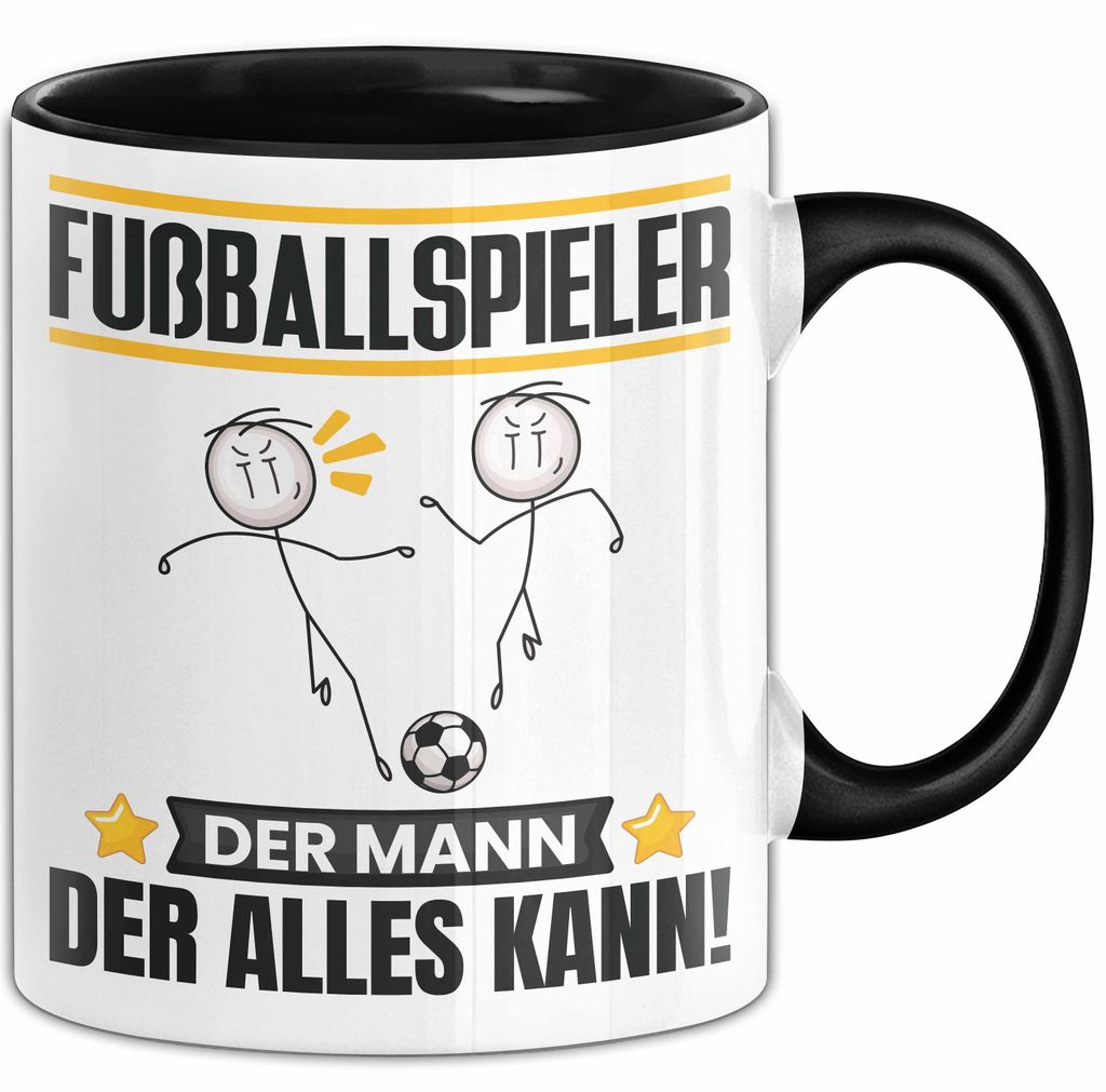 Fußballspieler Tasse Geschenk für Fußballspieler Der Mann Der Alles Kann Geschenkidee zum Geburtstag (Schwarz)