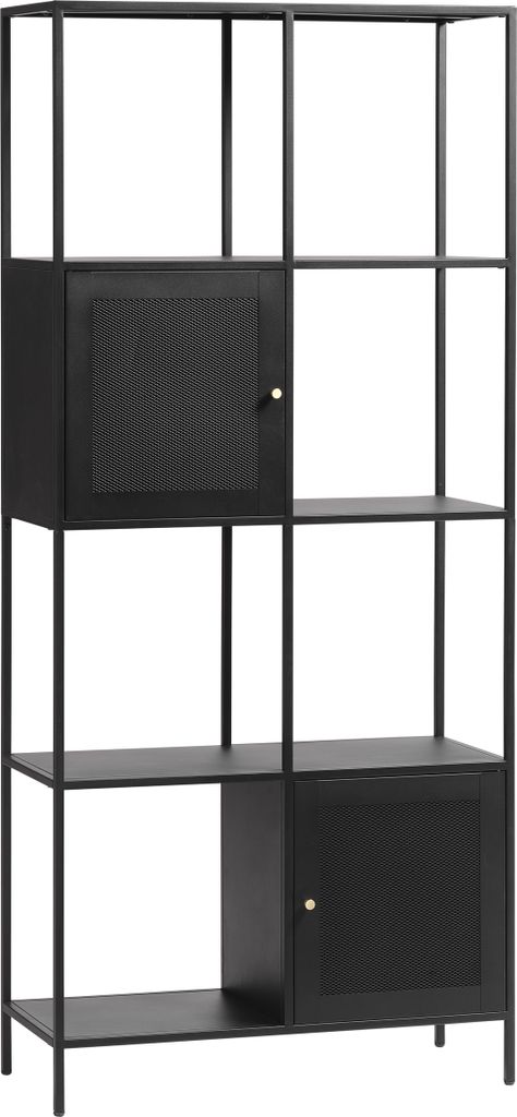 Regal >Malaga< in Schwarz und Gold - 80x180x35 (BxHxT)