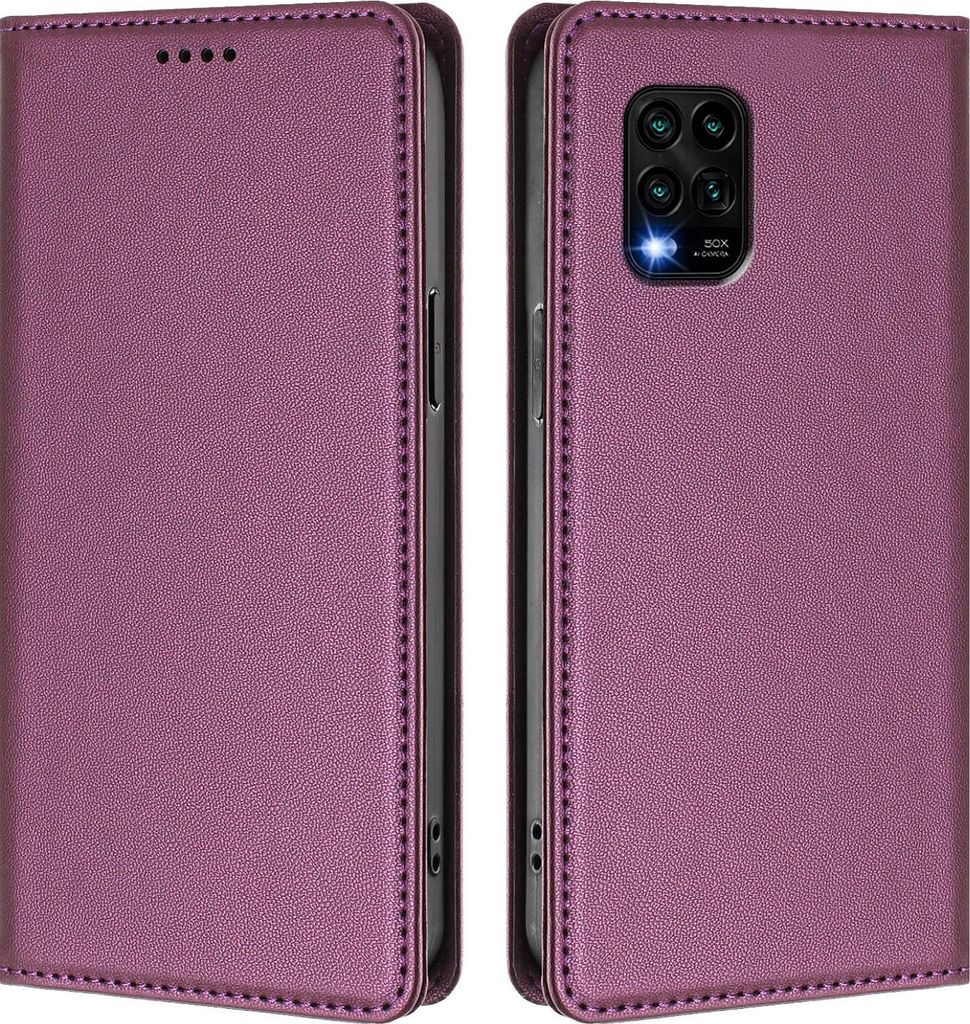 Handyhülle für Xiaomi Mi 10 Lite, Kunstleder Klapphülle Stoßfeste Magnetische Hülle mit Ständer Lila