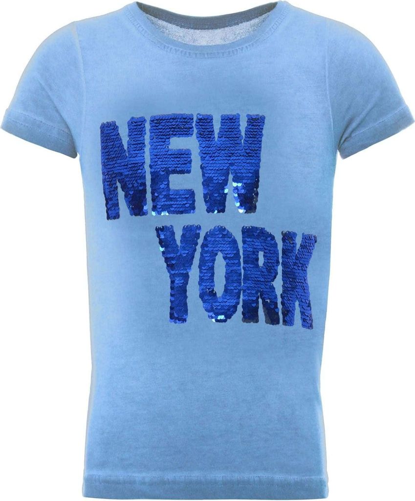 BEZLIT Jungen T-Shirt mit tollem Wende Pailletten Schriftzug Hellblau 146