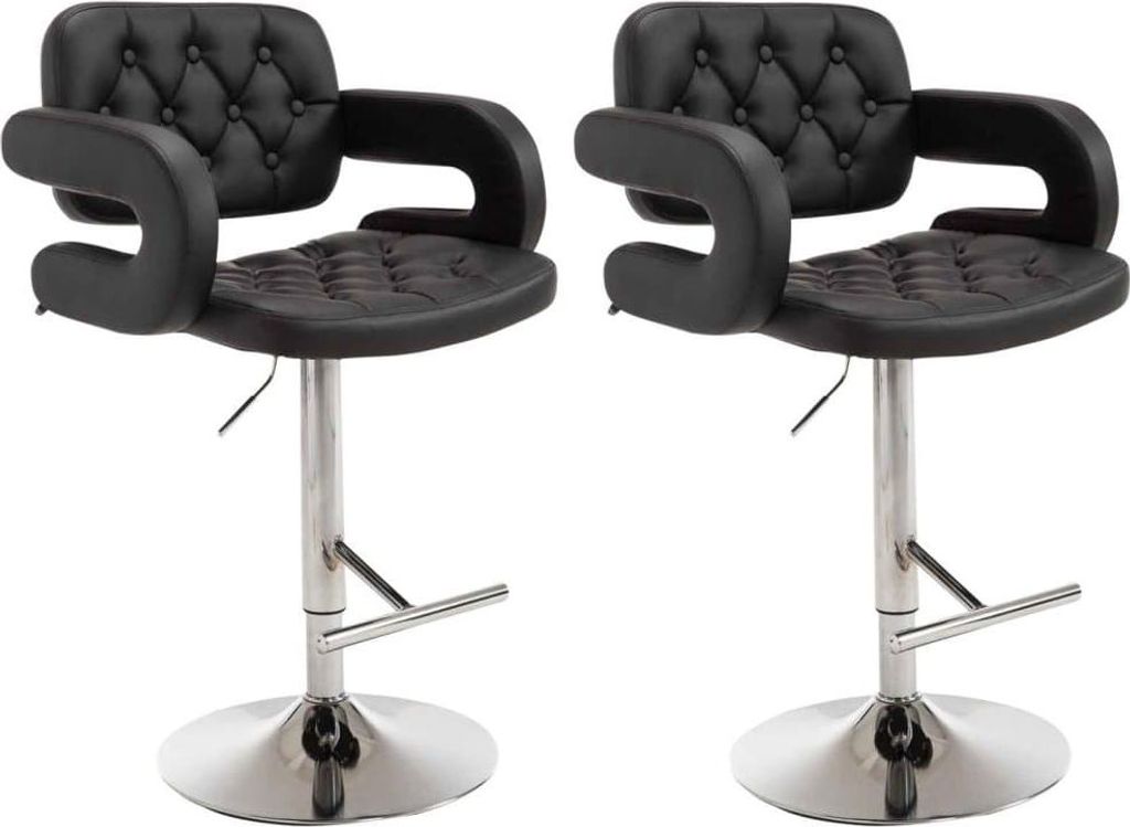 2-teiliges Set Barhocker - Bistrohocker - bequeme, um 360° drehbare Sitzfläche, Farbe: Schwarz