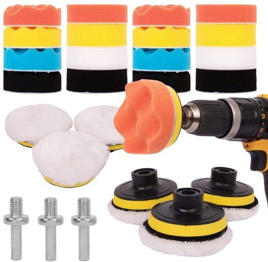 Polierpads für M10-Bohrmaschine, Akkuschrauber und Poliermaschine - Vielfaches Glättungsgrad - 25er-Pack